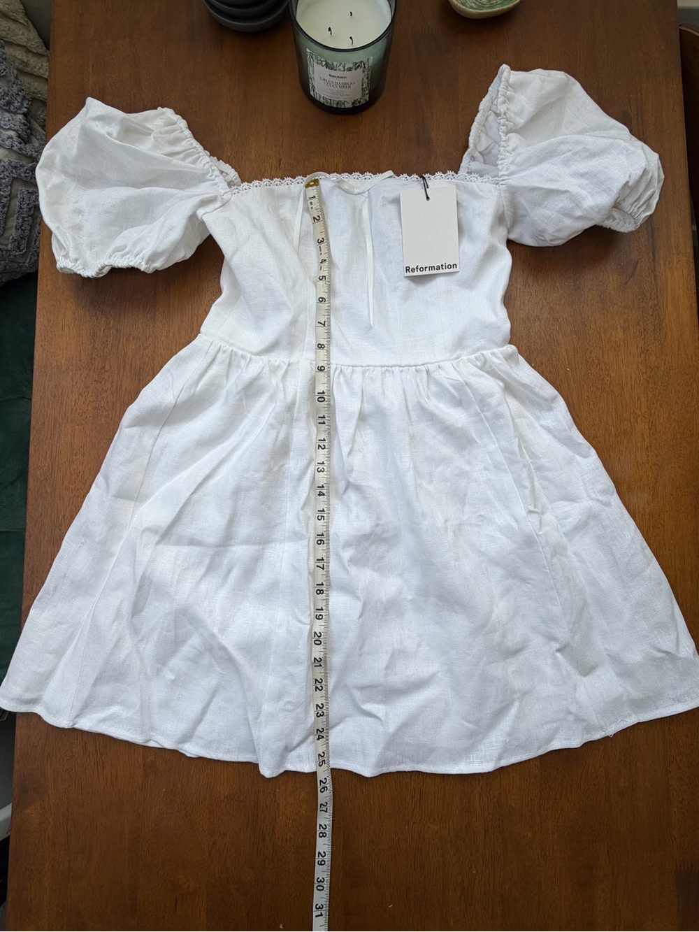 NWT: Reformation Malvina Linen Puff-Sleeve Mini Dress - women’s: Small P - Picture 3 of 16